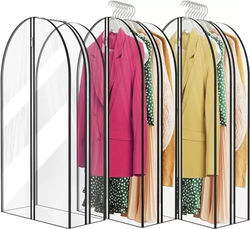 12" Gusseted All Clear Garment Bags for Hanging 40inch Transparently-3pcs