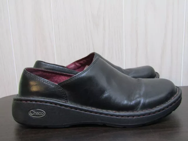 CHACO ZAAGH VIBRAM Gunnison Black Leather Slip-on Shoes Women Size 7.5 ...