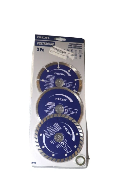 ROK Contractor 4.5" Diamond Saw Blade Set Pack of 3 Unopened Brand New