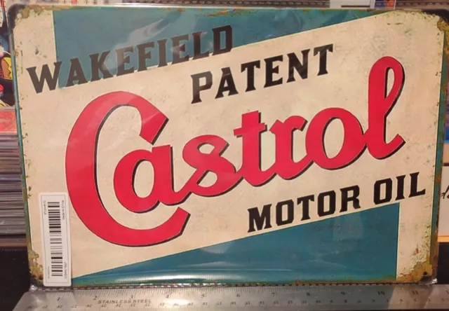 Castrol Motor Oil Metal Tin garage sign New Approx 8x12 Inches  Reproduction