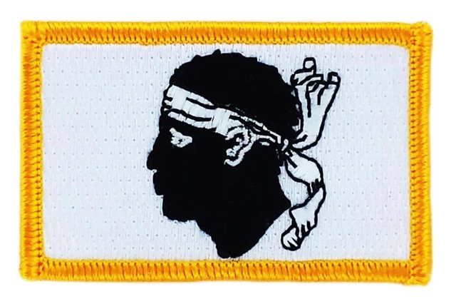 Patch Brodé Corse Tête De Maure - 7x4.5cm - Thermocollant Polyester - Pour Customiser Vêtements Et Accessoires
