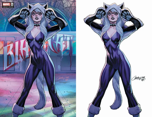 Black Cat 1 Marvel 2019 J Scott Campbell Subway Graffiti Set Of 2 Variant