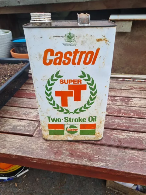 Vintage Castrol T. T. Two Stroke Oil Cans.