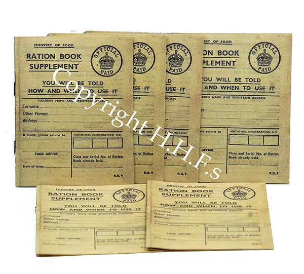 1940s/WW2 Blitz memorabilia Museum quality REPLICA RATION BOOK set of 5