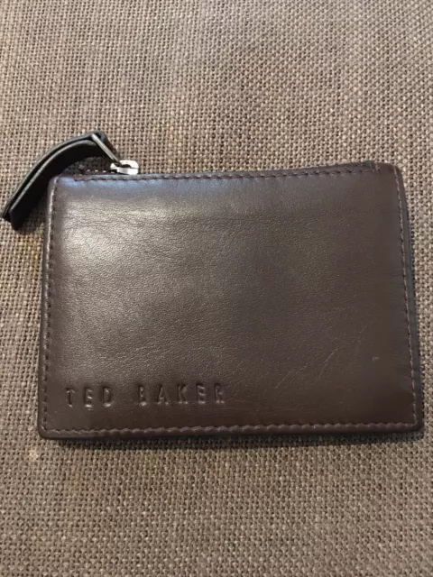 Ted Baker Core Mini Card Brown Leather Wallet Bifold Coin Holder