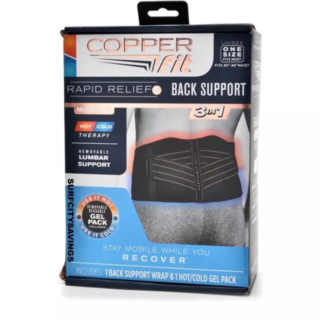COPPER FIT 3 In 1 Rapid Relief Back Support Unisex One Size Fits