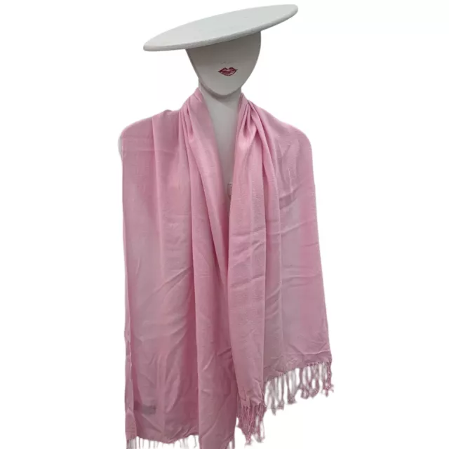 Cashmere Womens Pashmina Pink Soft Silk Shawl Wrap Stole Wool Ladies Scarf READ