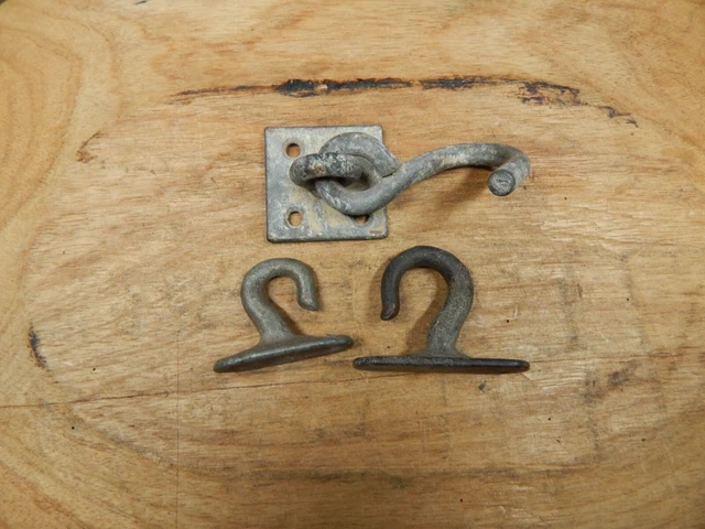 3 Old Plant Ceiling Mount Hooks Porch Hangers Galvanized 2 Stationary 1 Swivel 11