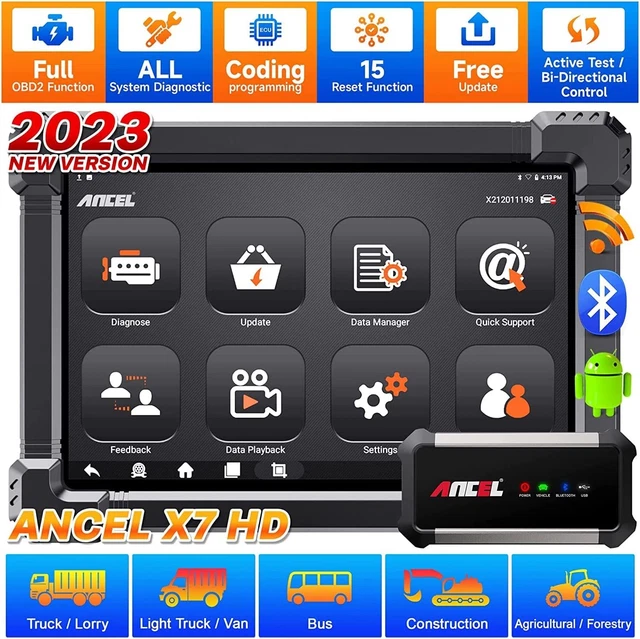 ANCEL X7 HD Heavy Duty Diesel Truck OBD2 Scanner Diagnostic Tool Fit For PACCAR