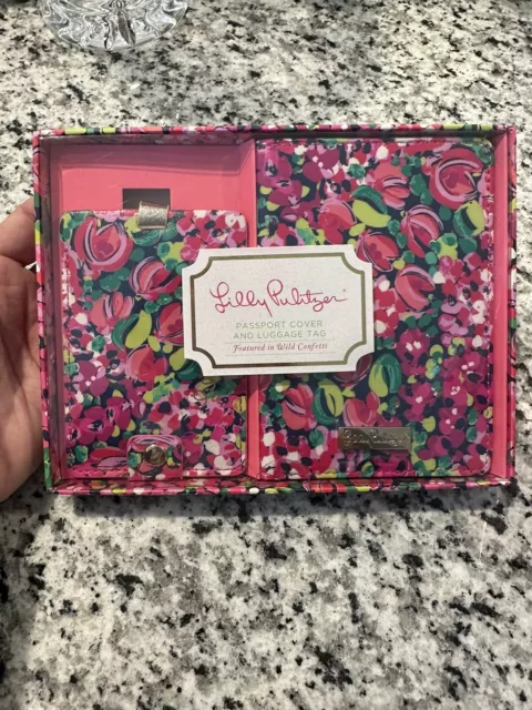 Lilly Pulitzer Passport Cover & Luggage Tag New In Box Wild Confetti