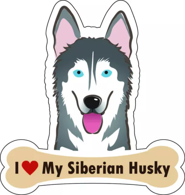 Dog Bone Sticker I Love My Siberian Husky Car Puppy Decal Buy2 Get 3rd Free