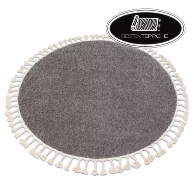 Modern Thick Comfortable Shaggy Carpet " Berber " Circle Fringe Braun Moroccan