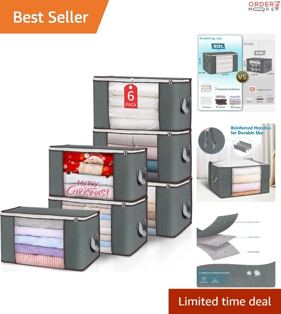 Versatile Storage Bins - Large Capacity, Resilient Fabric, Portable - 90L Gray