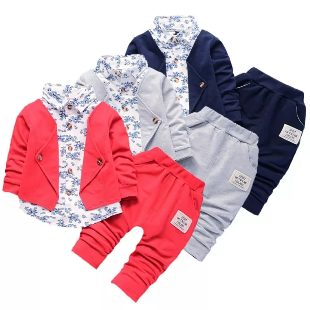 Kid Baby Boy Gentry Clothes Set Formal Party Christening Wedding Tuxedo Bow Suit