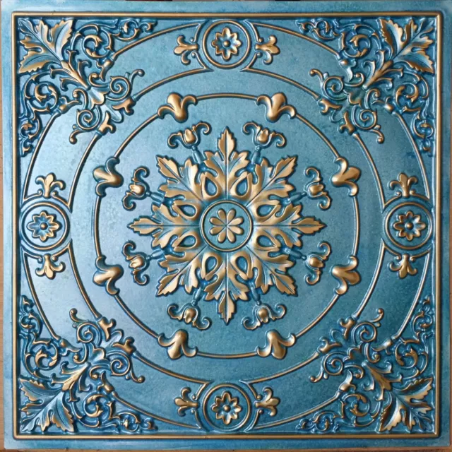 Ceiling tile Faux tin cyan gold decor night club wall panel PL18 10pcs/lot