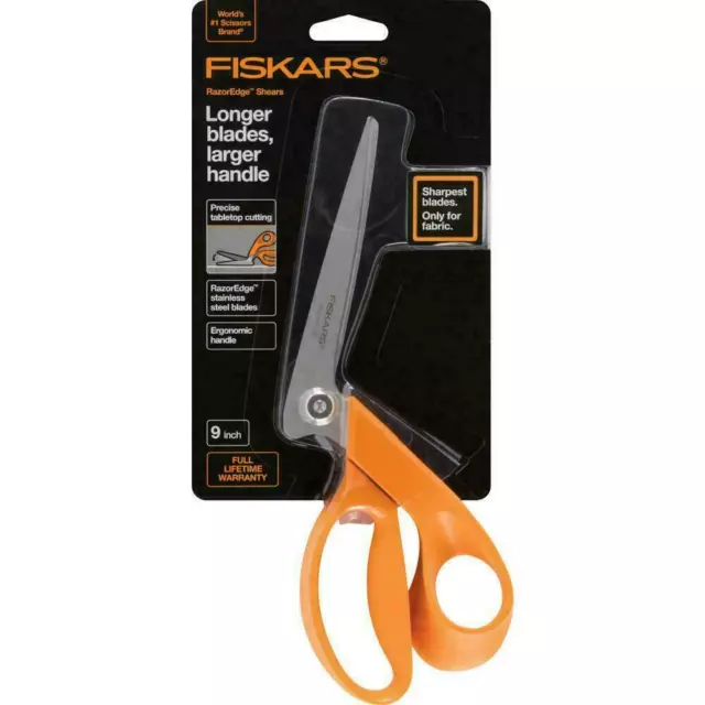 Fiskars Razor Edge Fabric Shears, Accurate 9" Tabletop Fabric Cutting Scissors