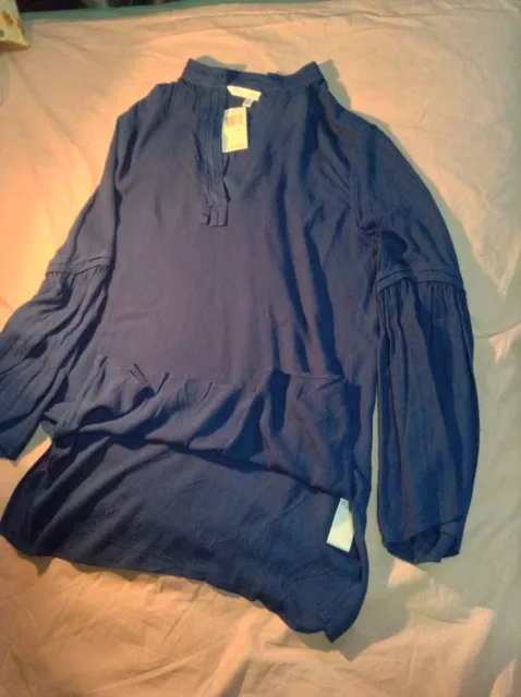 NWT Women Max Studio Blue Tunic Top. Size-S. MSRP - $98.