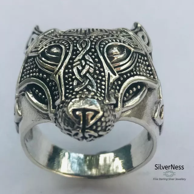 SilverNess Men's Jewellery :925 Sterling Silver Wolf Viking Ring