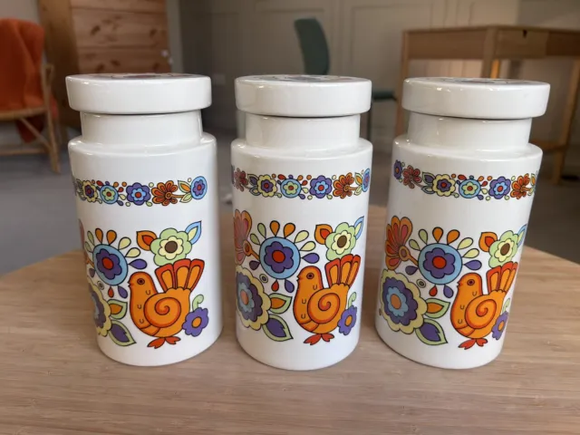 Vintage Lord Nelson Pottery “Gaytime” Lidded Storage Jars X3 Set Of 3