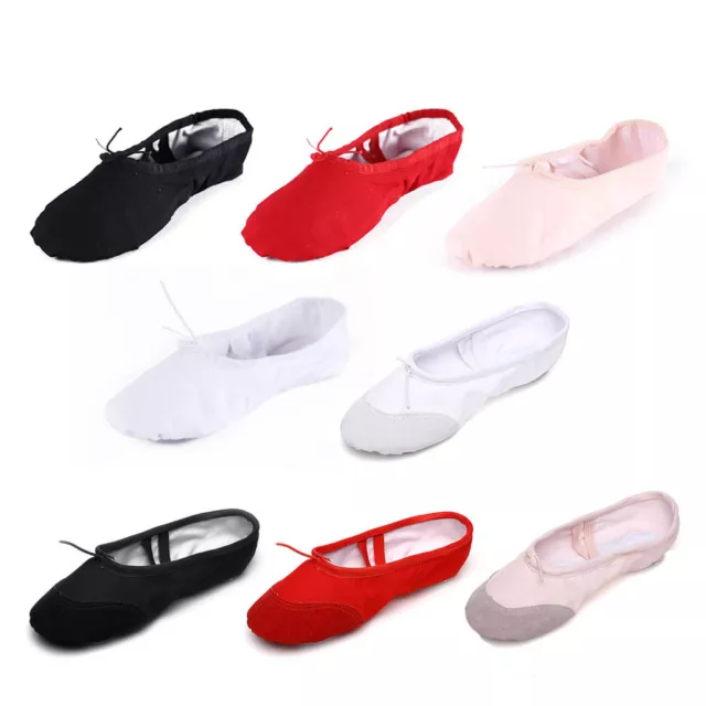 Children Adult Canvas Split Sole Ballet Dance Shoes Pointe Slippers All Sizes