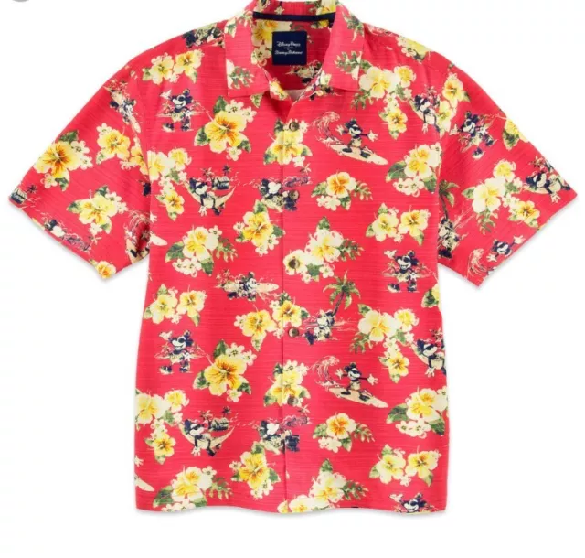 Disney Parks Tommy Bahama Blue Mickey & Friends Hawaiian Camp Shirt Size M