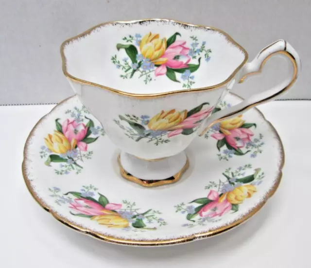 Royal Stafford England Vintage Floral Pattern Fine Bone China Tea Cup and Saucer
