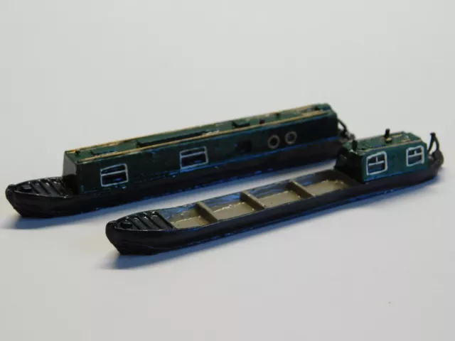 N SCALE Lot of (2) Custom MT Miniatures Metal 45' Barge Boats For Train Layout