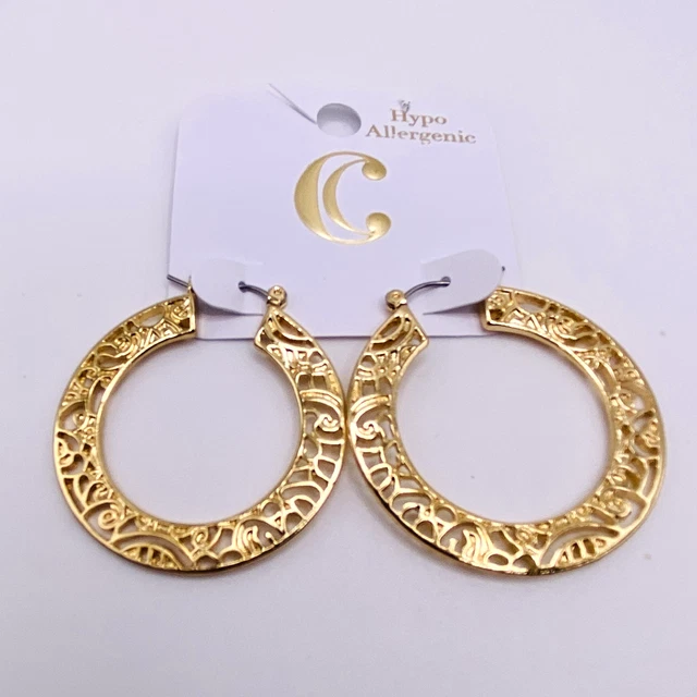 Charming Charlie Goldtone Hoop Earrings New