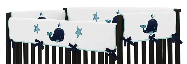 Blue Whale Front/Side Rail Guard Crib Cover Baby Teething Protector Wrap Blue Whale Front/Side Rail Guard Crib Cover Baby Teething Protector Wrap