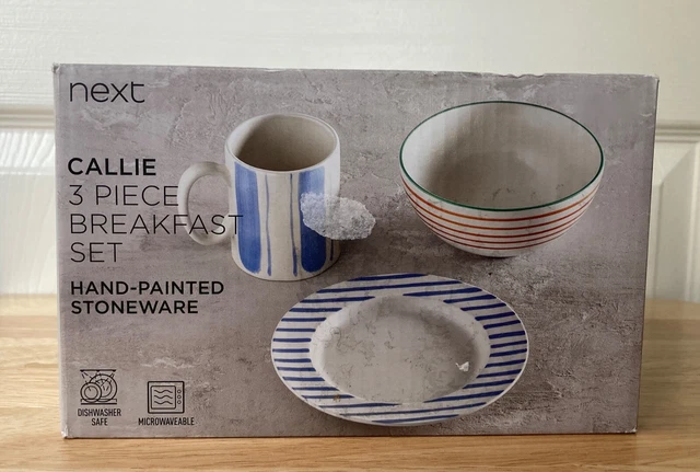 Nuevo Juego De Desayuno Next Callie 3 Piezas Gres Pintado A Mano
