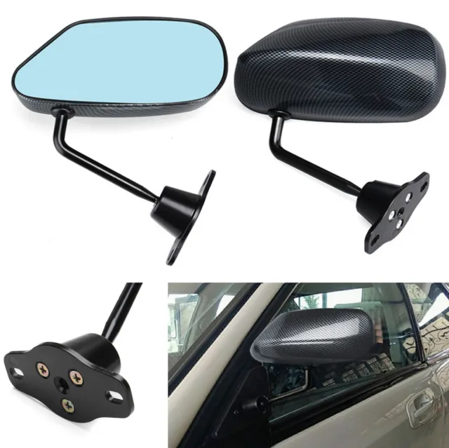 F1 Style Carbon Fiber Surface Racing Car Side Mirror Blue Lens with Accessories