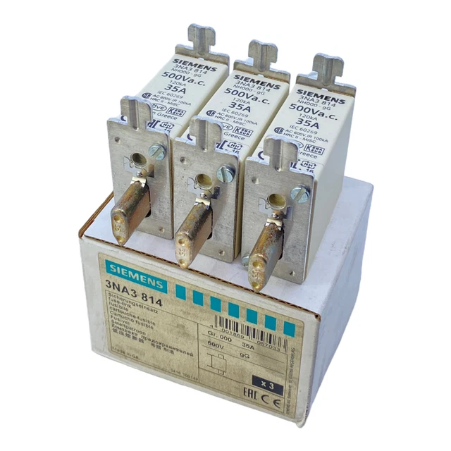 Siemens 3NA3814 Insert Fusible 500V AC 35A Ve :