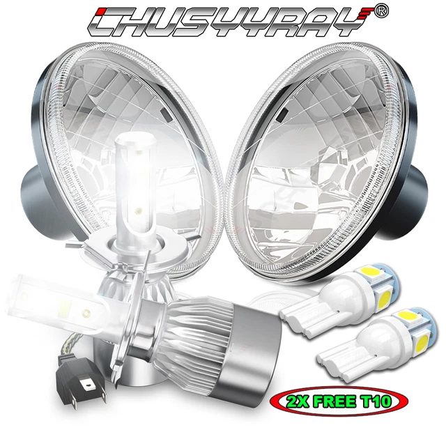 Fits 1953-1977 Ford F 100 F 250 F 350 Pickup Pair 7" LED Projector Headlights