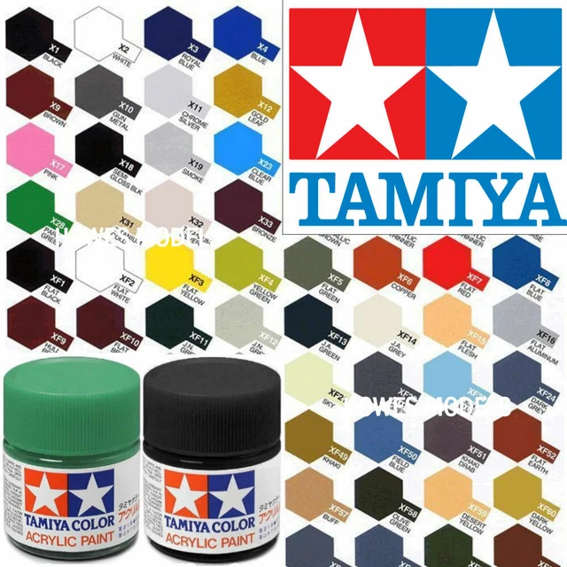 TAMIYA ACRYLIC PAINTS 10ml X + XF Full Range Model Paint Jars Revell