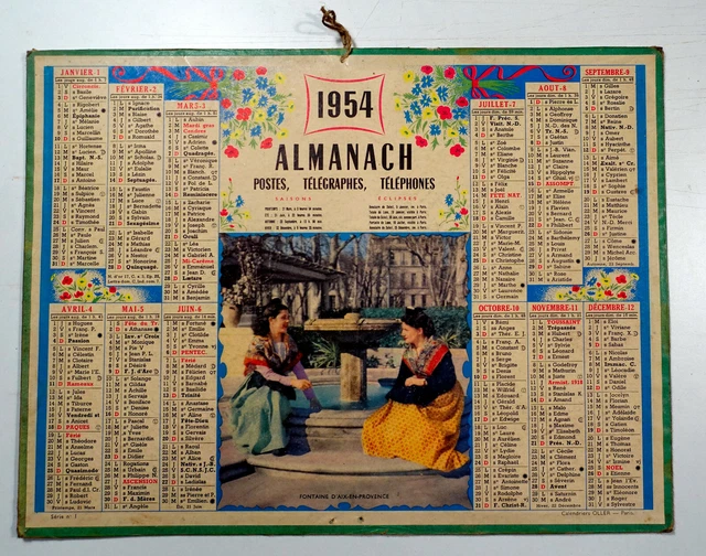 ALMANACH CALENDRIER PTT 1954 Indre et Loire EUR 19,00 - PicClick FR