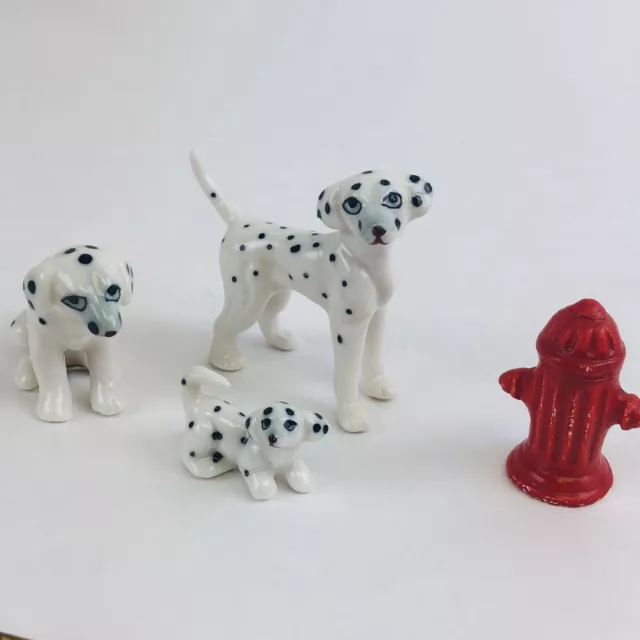 Vintage 3-Piece Miniature Dalmatian Dog Family - Japan Porcelain