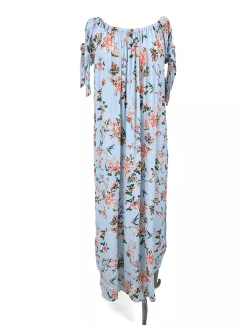 New Flynn Skye Maple Maxi Dress Womens M Light Blue Floral Rayon Blue My Mind