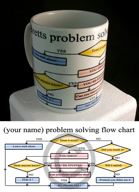 PERSONALISED PROBLEM SOLVING flow chart mug £8.50 - PicClick UK