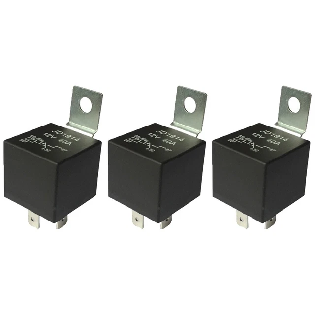 3pcs Durable Relay Socket Base Holder Auto Mini Relay 5 Pin 12V 40A Relay