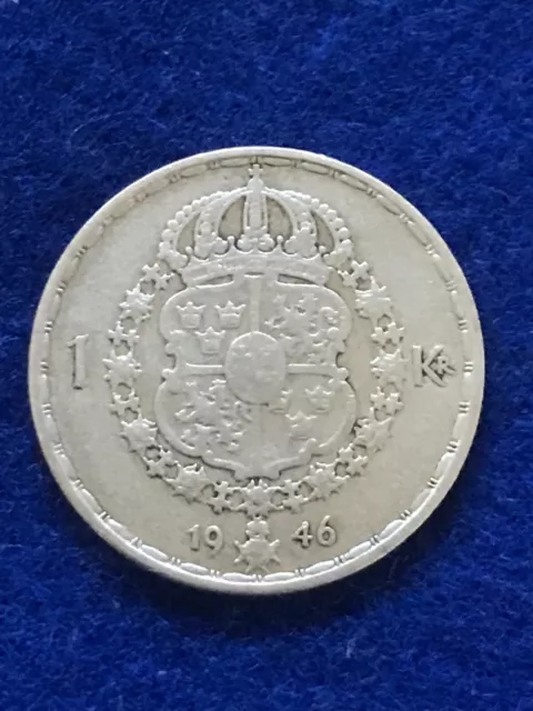 1 Krona 1946 (Silber) Gustaf V., Königreich Schweden (2296)