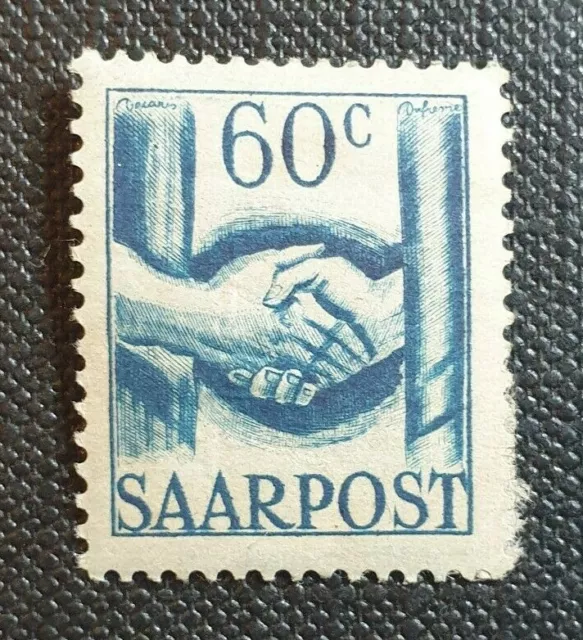 1948 Saarland (Germany) "Rebuilding Saarland" [Handshake] Sg237 Mint