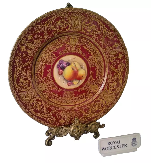 Royal Worcester Hand-Painted Cabinet Plate Fruit Still Life Signed J. Reed