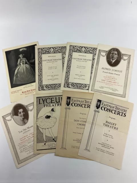 Eastman Theatre Program Lot Of 8! Vintage theatre programs 1925-1945 RARE