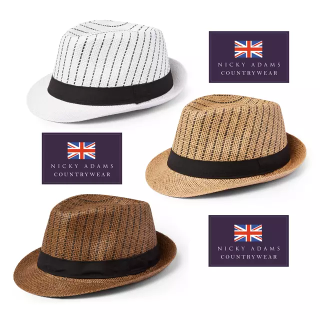 Straw Trilby Sun Hat Mens Ladies Womens Summer Panama Designer Fedora Beach NEW