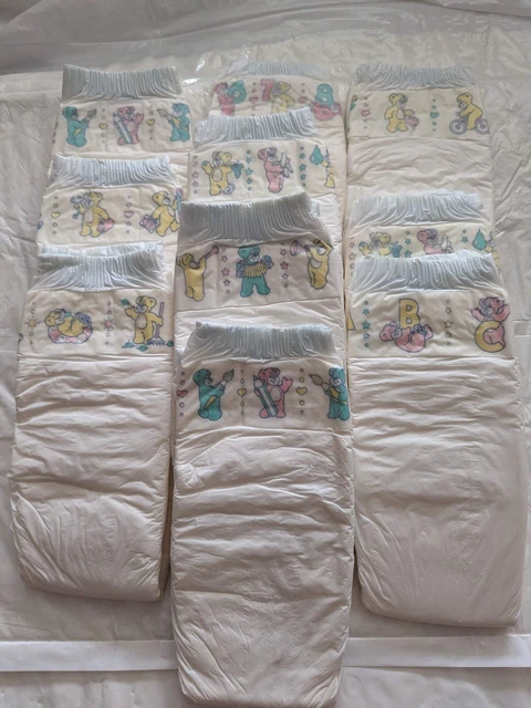 10x Pampers Junior PLASTIC BACKED Diapers Couches alte vintage vtg abdl