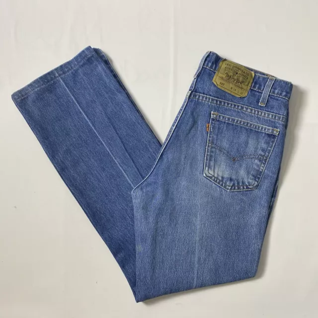 Vintage Levis 517 Jeans Mens 33x30 Faded Blue Denim Bootcut Orange Tab USA