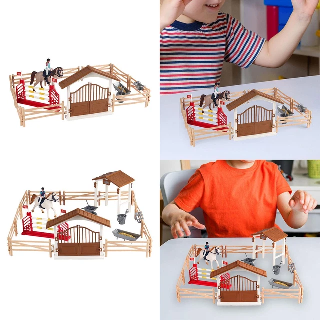Jeu De Figurines Cheval Et Corral - Seau De Jeu Avec Chevaux Et Clôture - Neuf