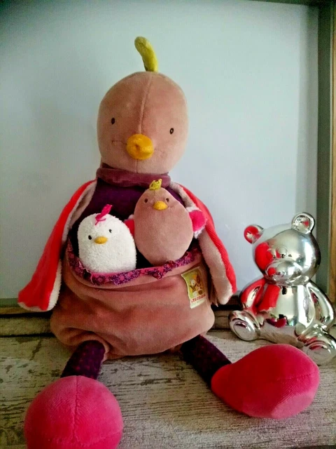 Doudou peluche poule poussins Madame Pivoine les cousins du moulin Moulin Roty