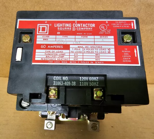 Square D 8903-SP01 Series Lighting Contactor 60A-600V