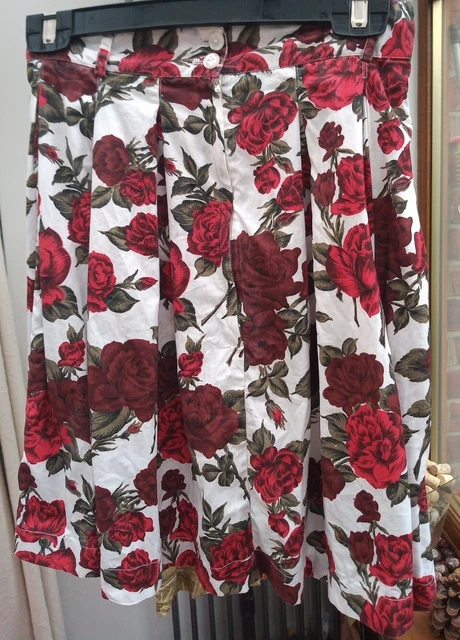 Gonna stile vintage motivo rosa Oasis taglia 8.